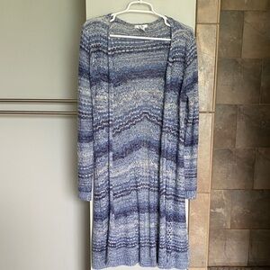 Boho Blue and White Duster Cardigan